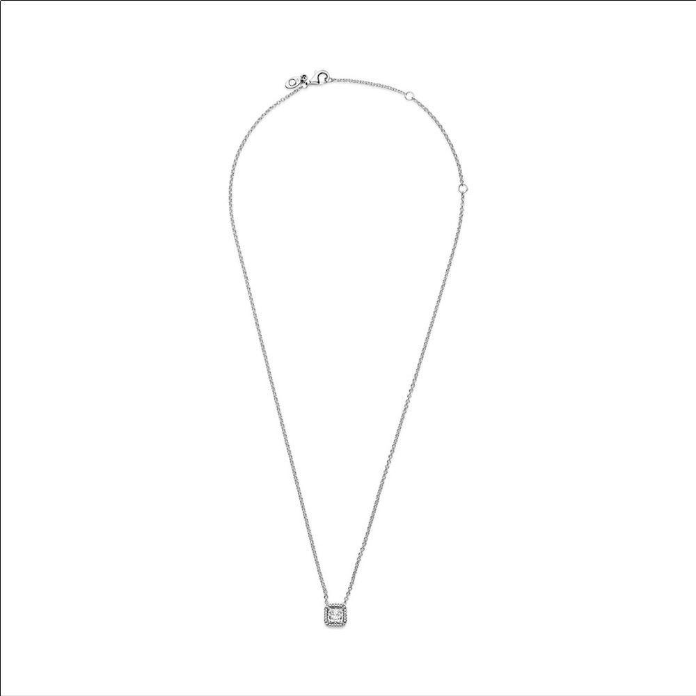 Authentic Pandora  Halo Square Sparkle Necklace with Tissue paper NWT! - Picture 3 of 6